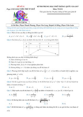 Đềì thi trung học phổ thông quốc gia 2017 môn Toán